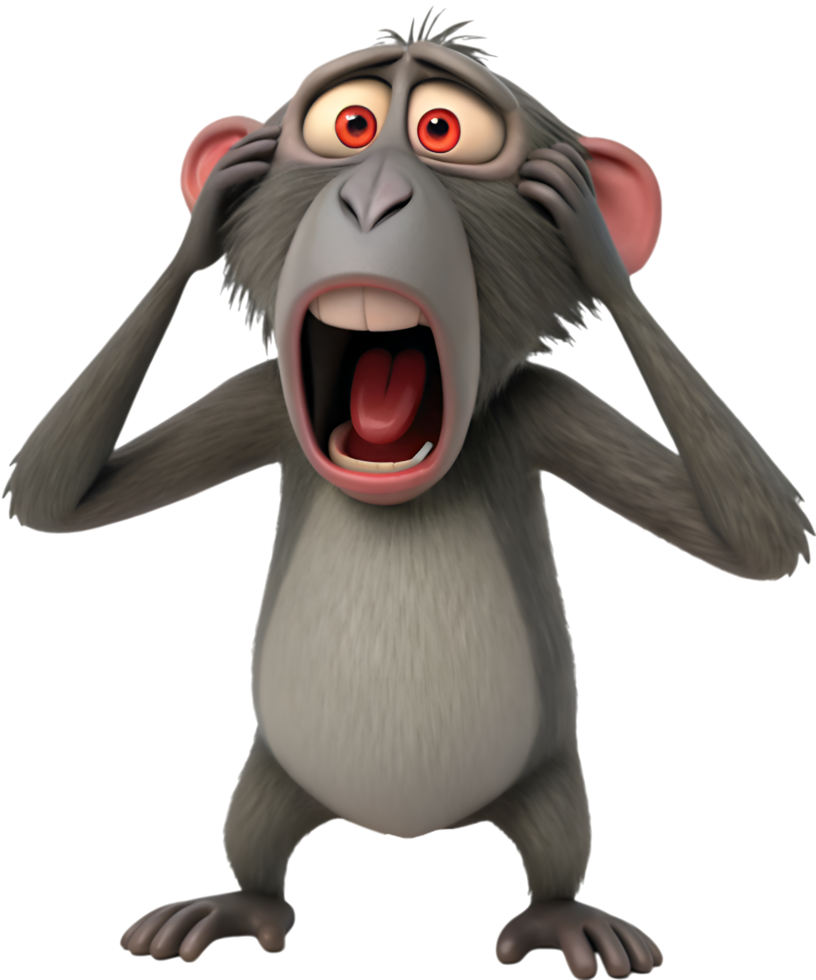 Jungle Warrior Baboon Standing in Majestic Form. . png
