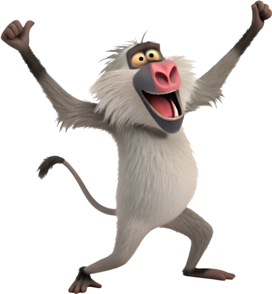 Agile Baboon Standing with Sharp and Alert Focus. . png