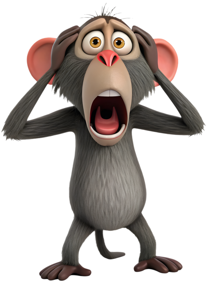 Dominant Baboon Roaring with Beastly Strength. . png