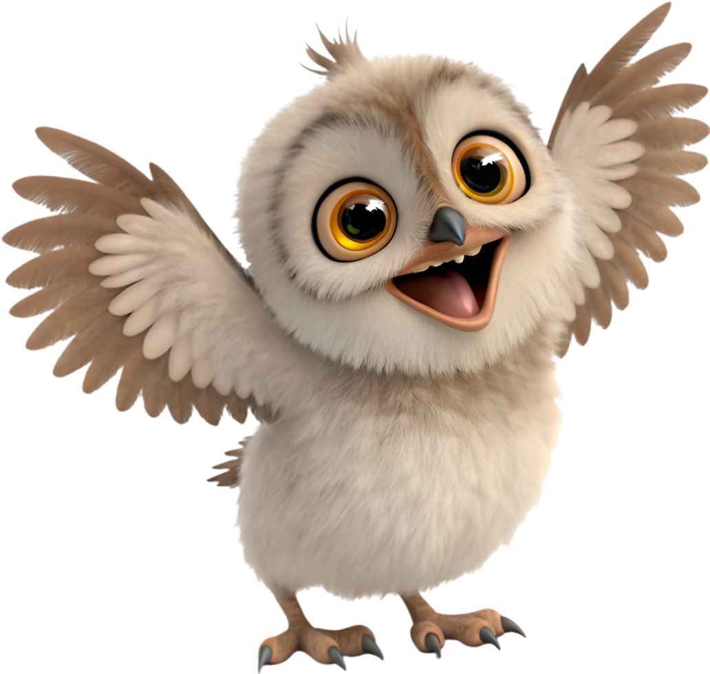 Cute cartoon owl with a soft and charming design. . png