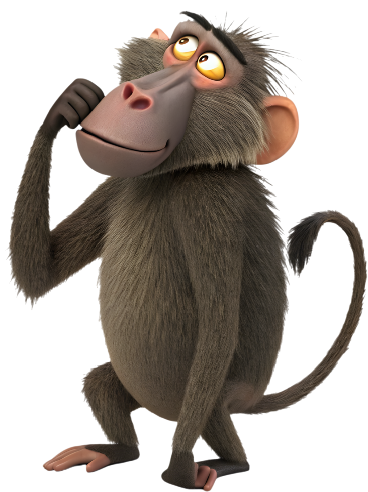 Striking Baboon Clipart with Bold Facial Features. . png