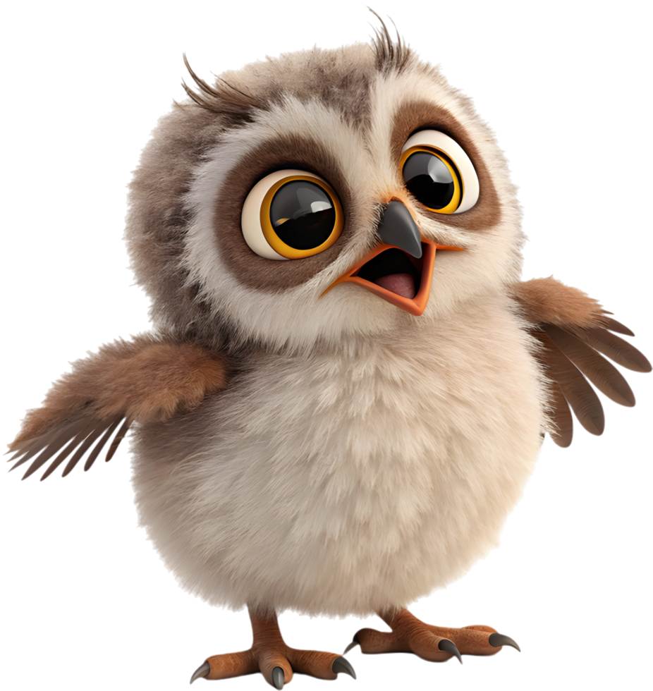 Adorable little owl with big sparkling eyes. . png
