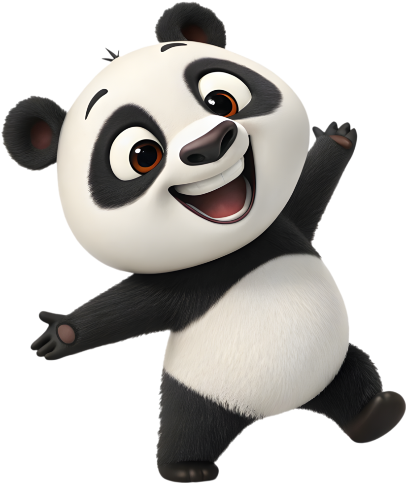 Gentle and Round Panda Cub Sitting Happily. . png
