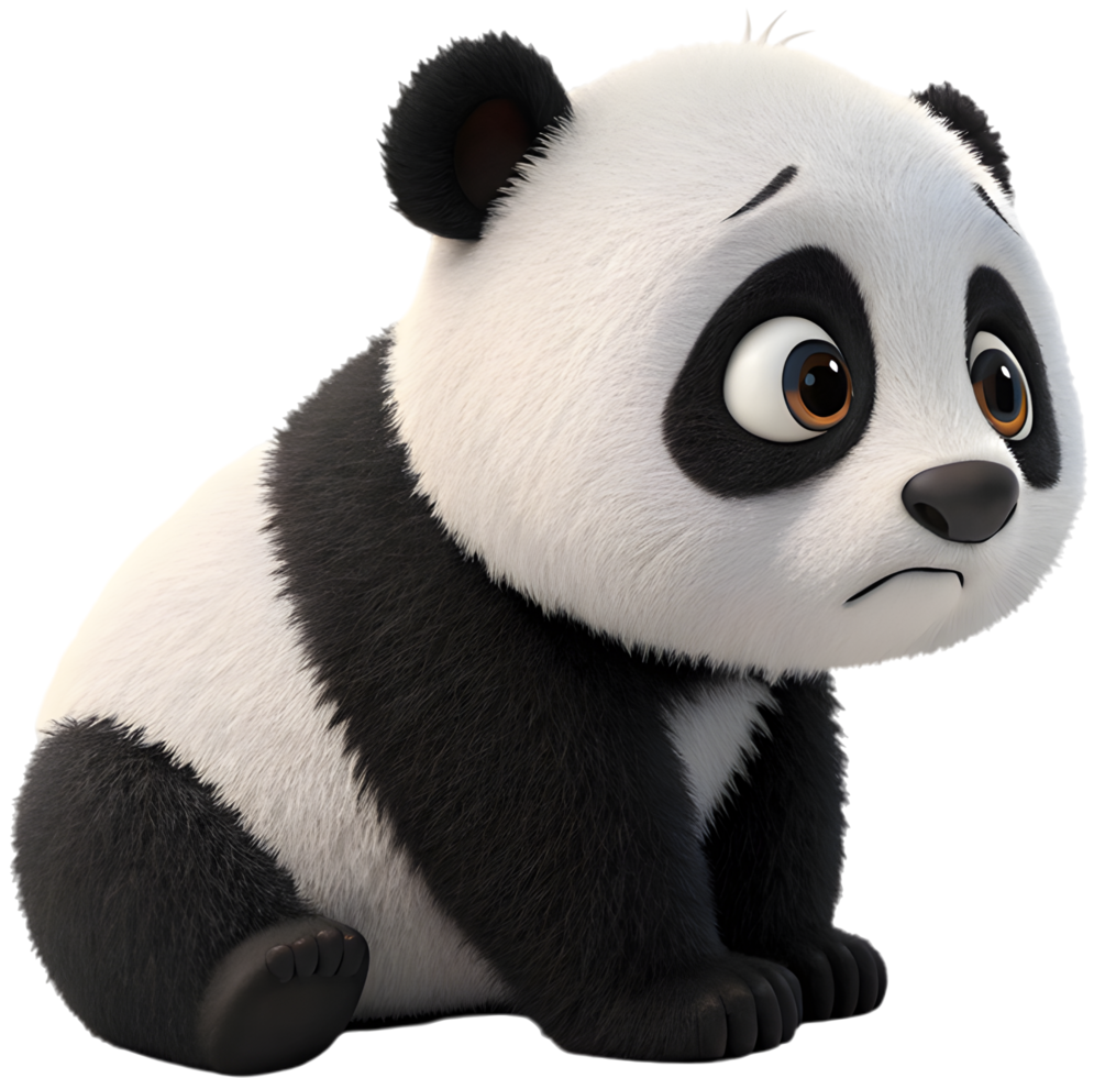Gentle and Smiling Baby Panda with Big Eyes. . png