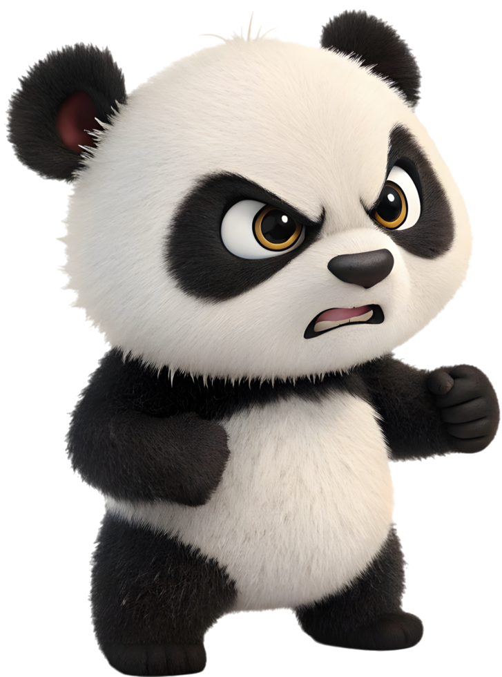 Smiling and Happy Panda Cub in a Fun Pose. . png