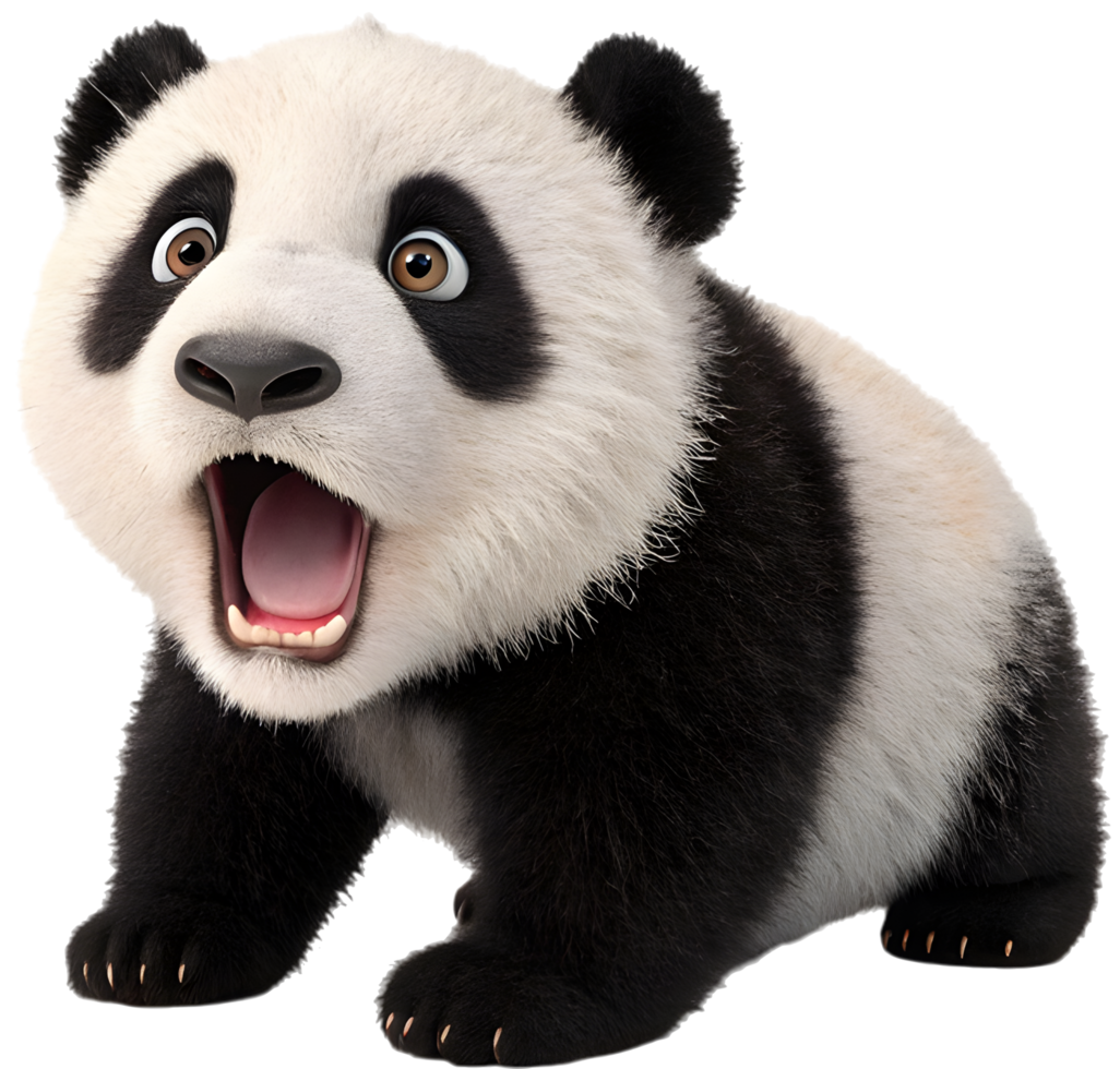 Adorable Panda Cub Looking Playful and Happy. . png
