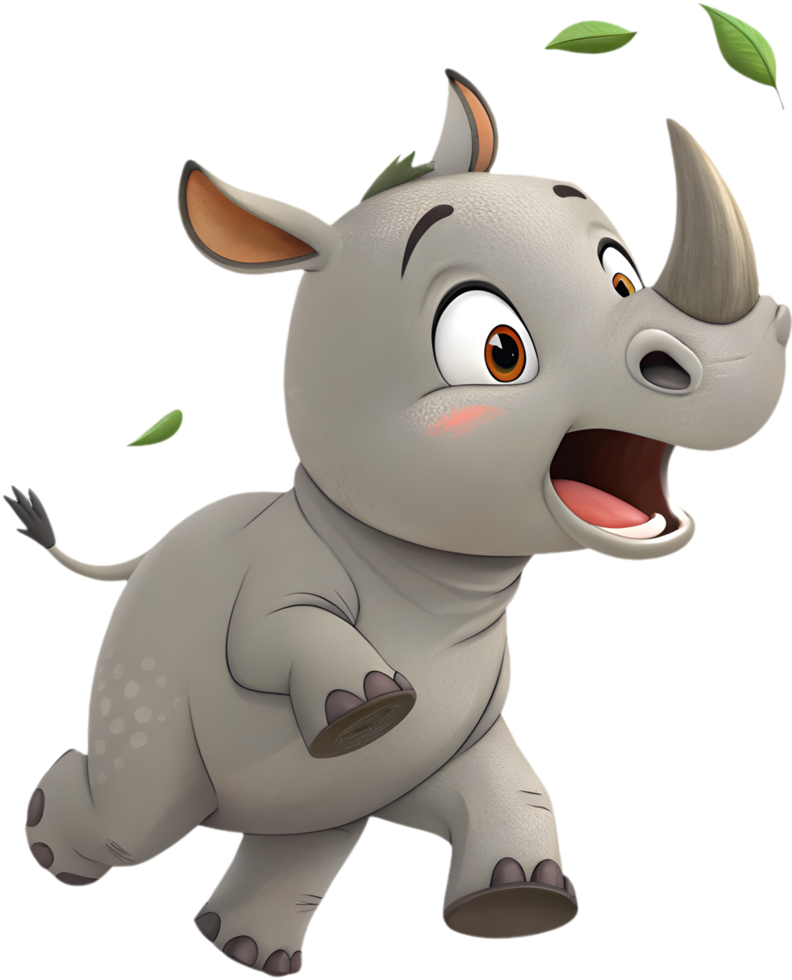 Smiling and Lovely Baby Rhinoceros for Fun Art. . png