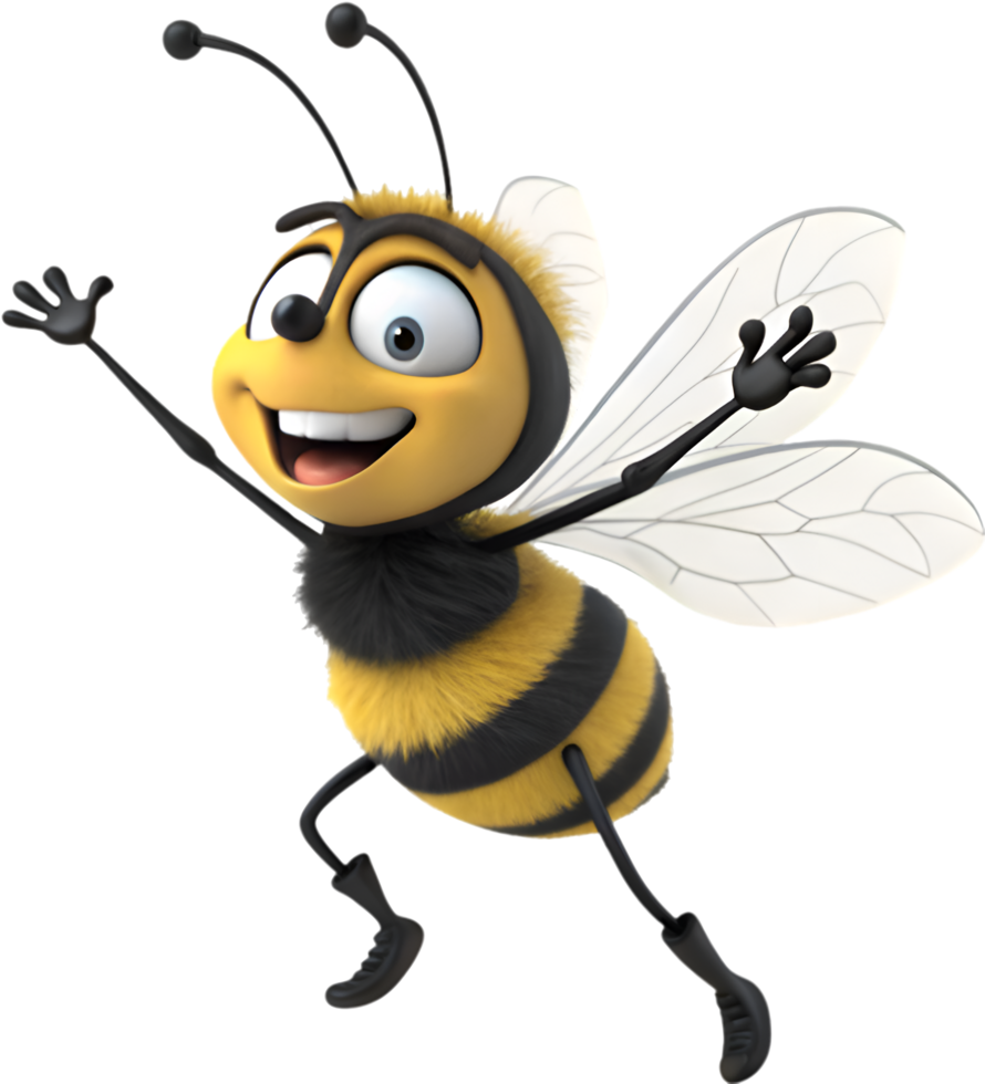 Bright and Happy Bee Cartoon Clipart for Kids . png