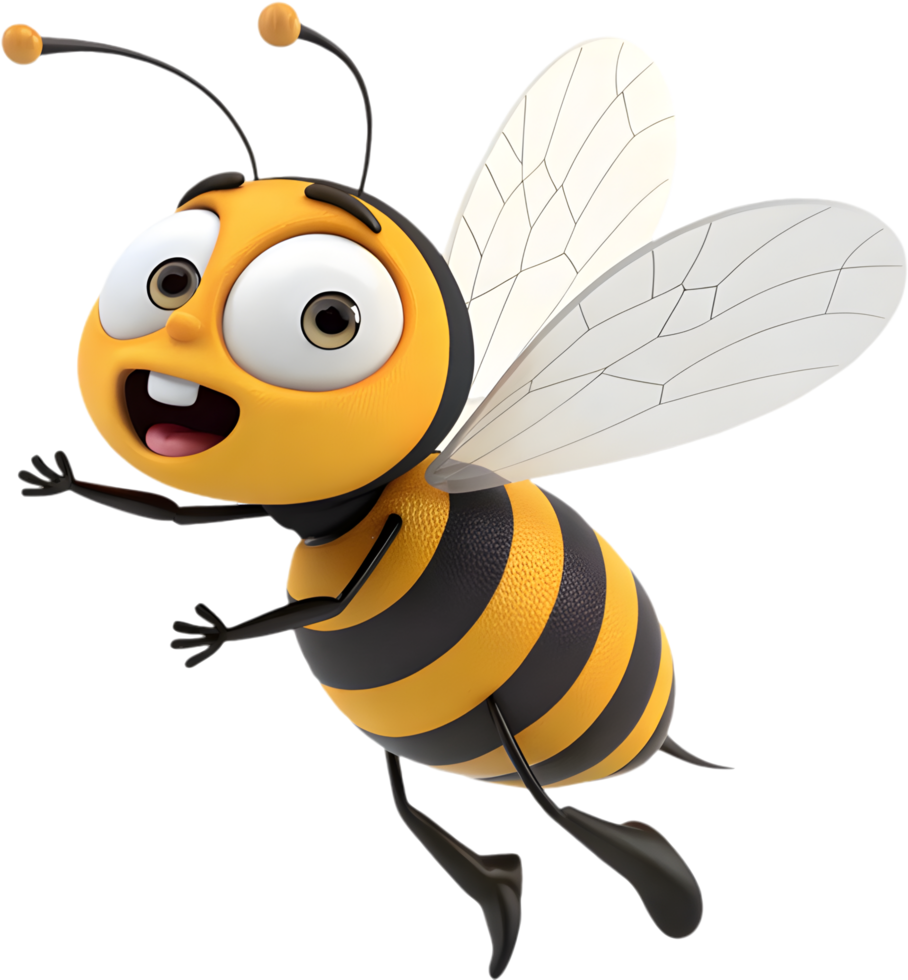 Joyful Lively Bee Character Ideal for Kids Clipart . png