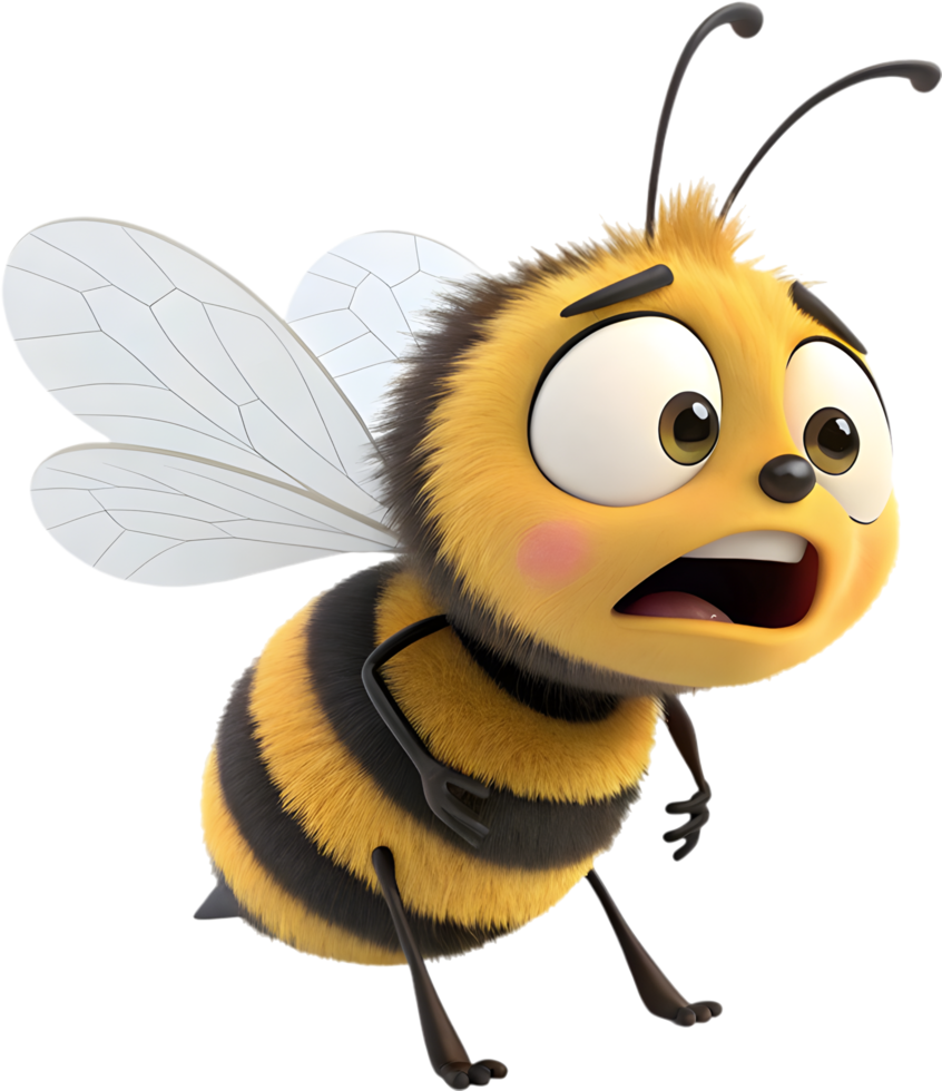 Cheerful and Fun Cartoon Bee for Kids Clipart . png