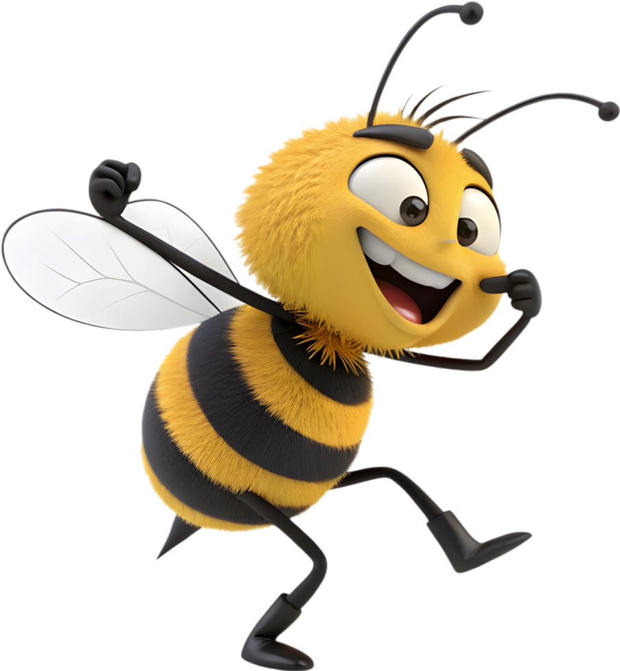 Animated Cute Bee Character for Kids Clipart . png