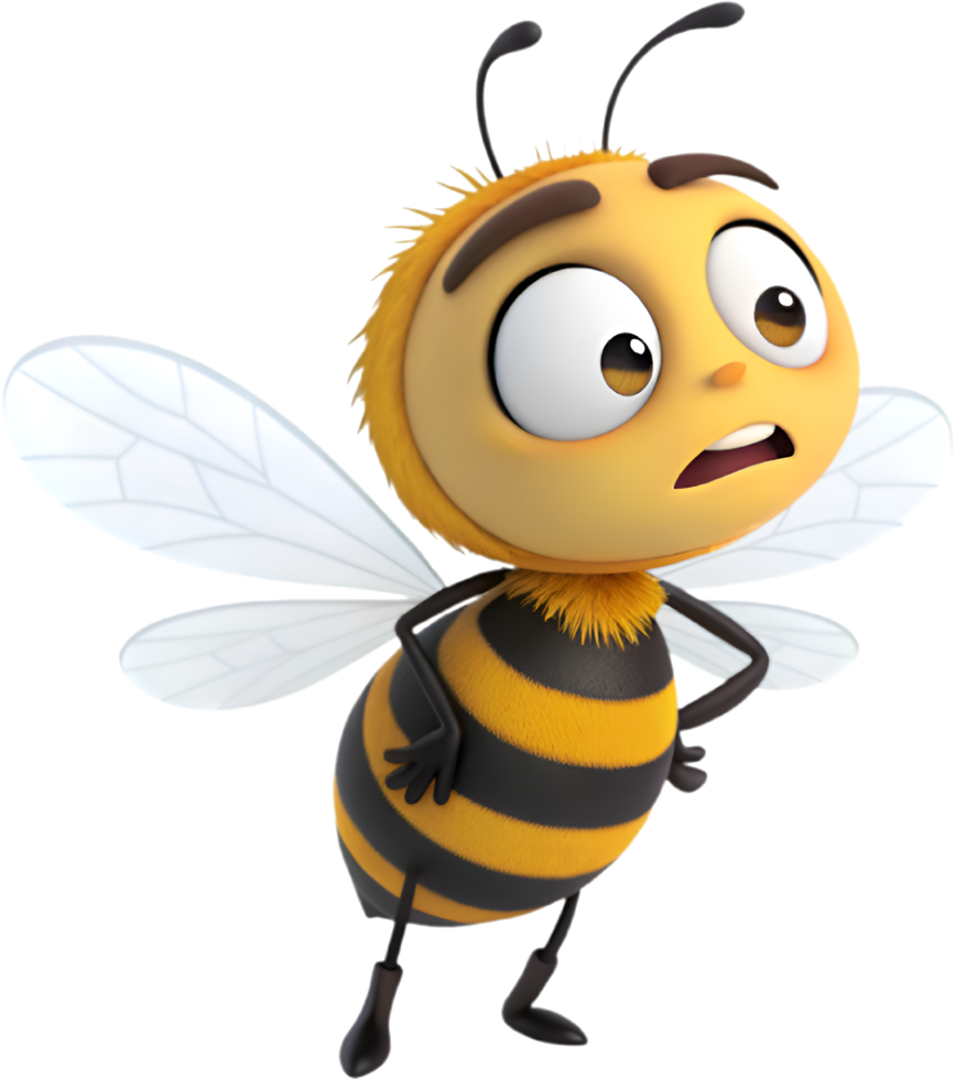 Bright and Cheerful Bee Cartoon for Kids Clipart . png