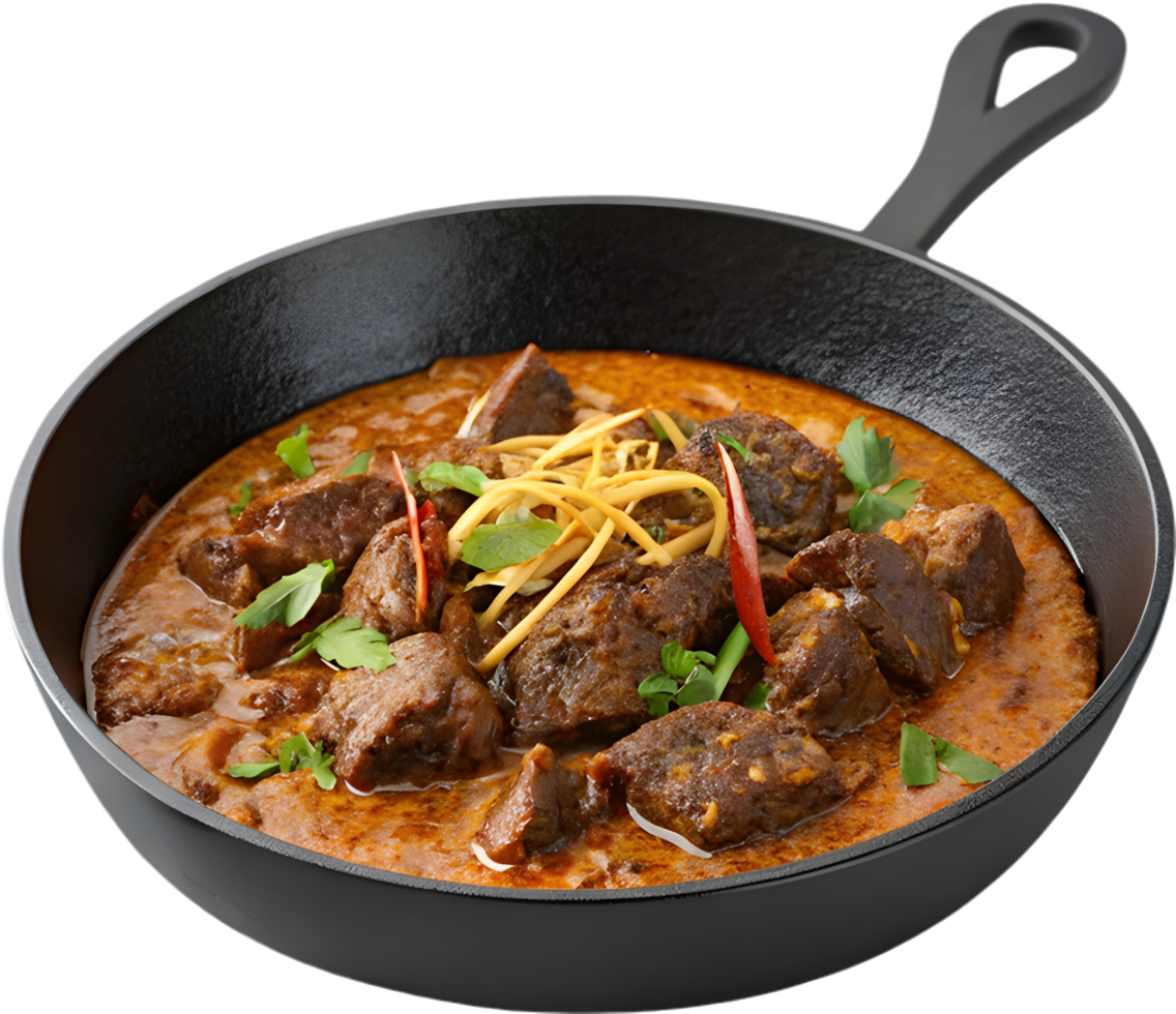 Delicious Beef Rendang with Tender Meat and Aromatic Spices Clipart. . png