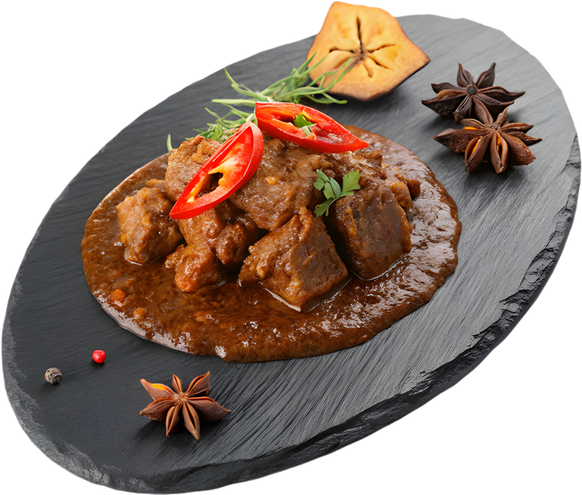 Mouthwatering Beef Rendang with Aromatic Spices and Tender Meat Clipart. . png
