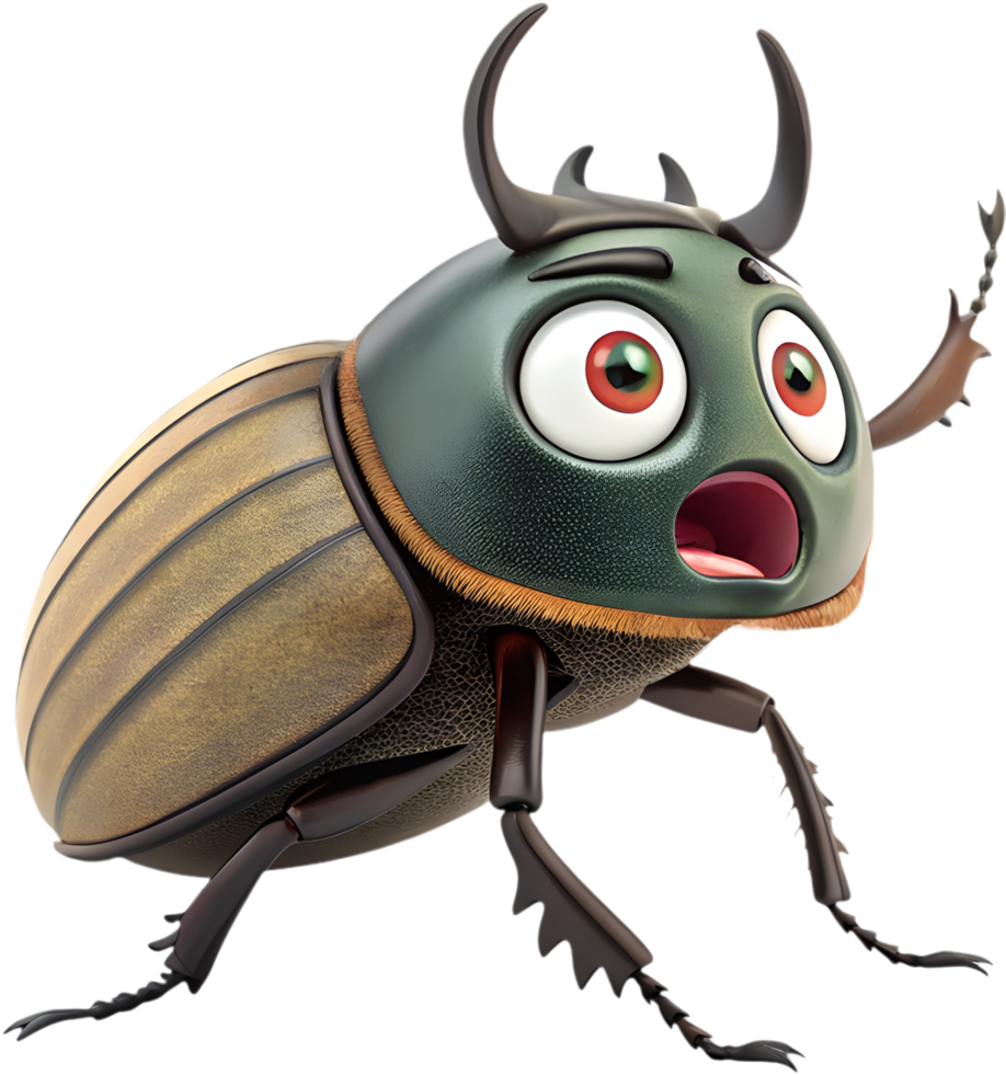 Funny and Playful Beetle Cartoon with Vibrant Colors Clipart. . png