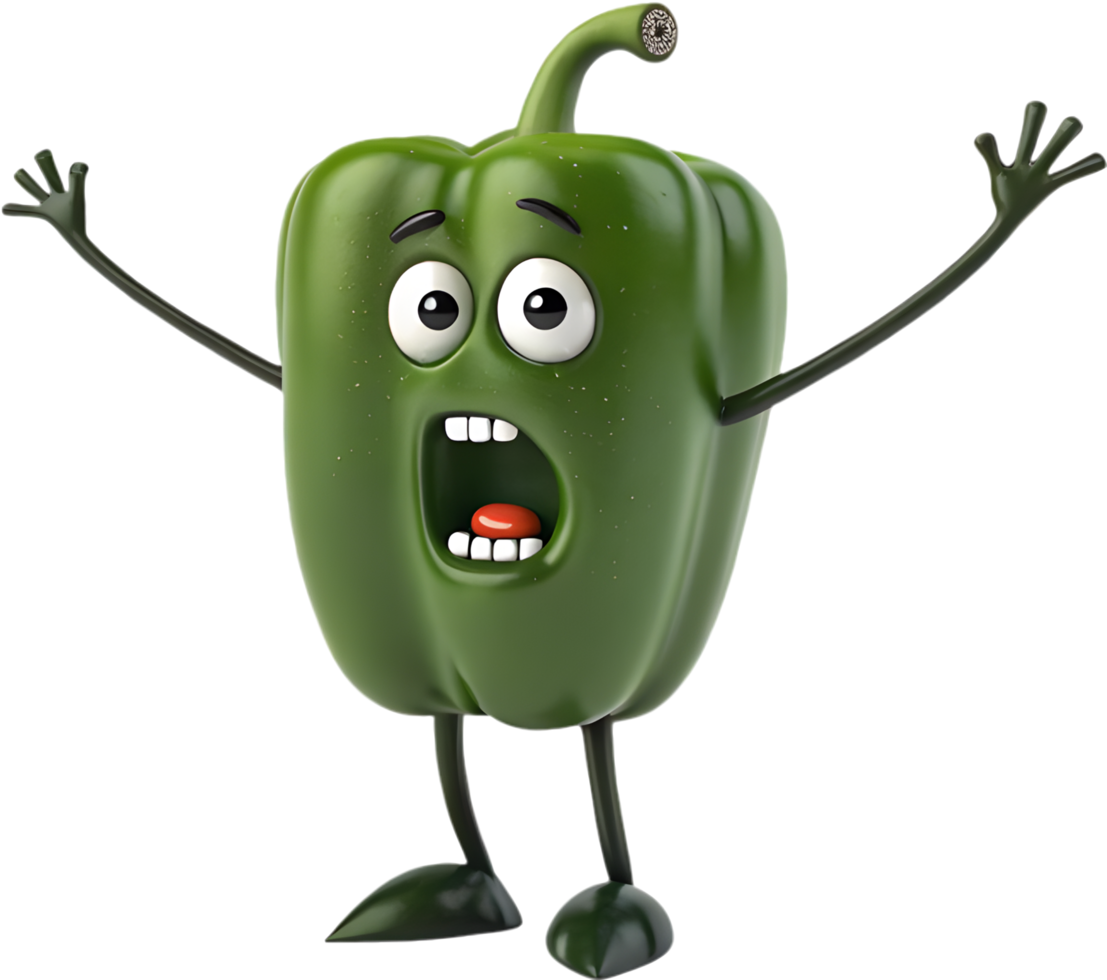 Lively bell pepper monster with quirky character for playful and fun designs. . png