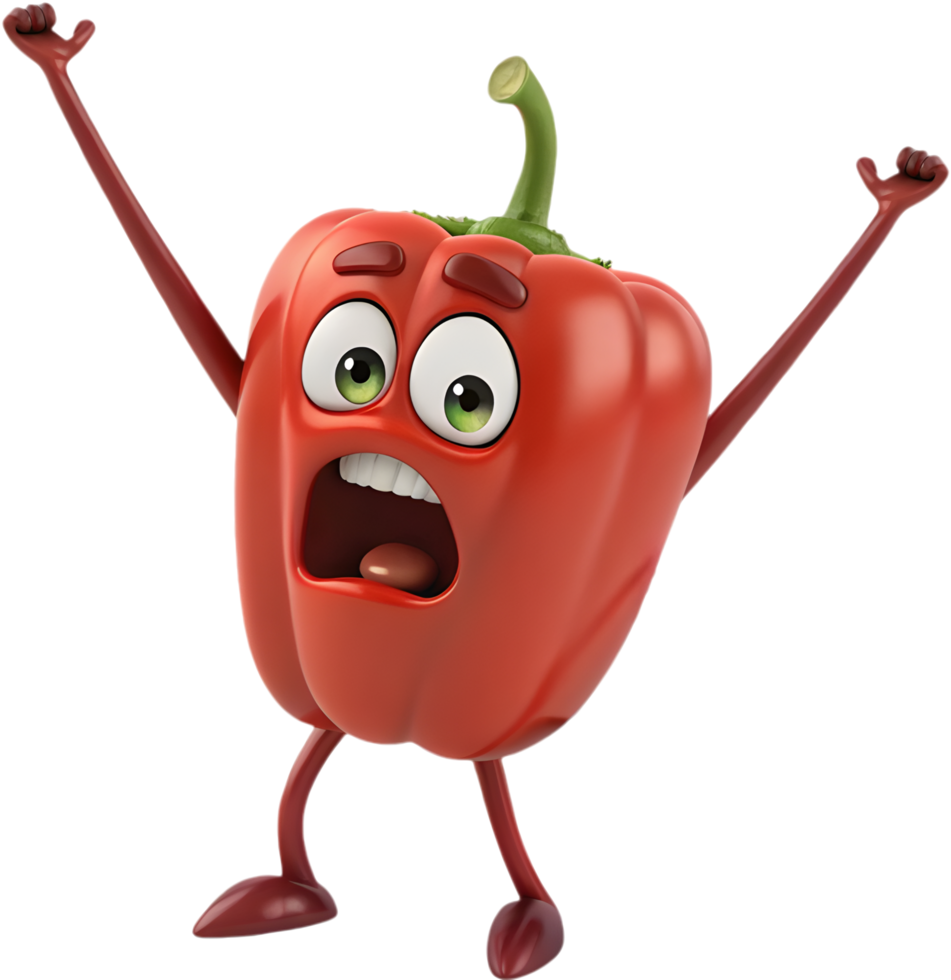 Playful bell pepper monster clipart with funny character for creative projects. . png