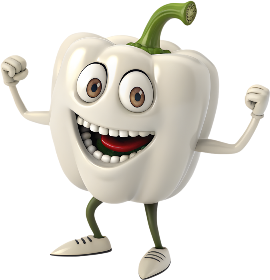 Playful and funny bell pepper monster character clipart for fresh illustrations. . png