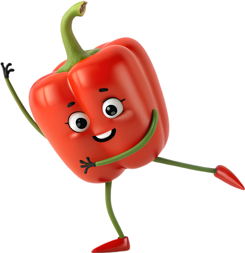 Playful bell pepper monster clipart with quirky personality for vibrant designs. . png
