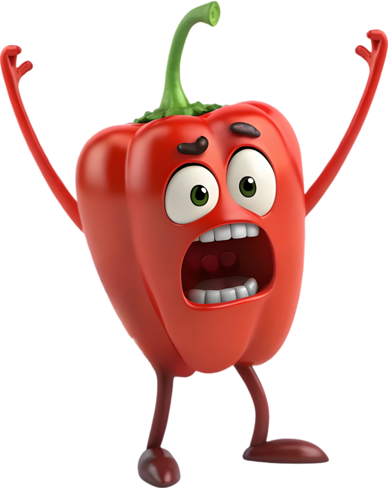 Funny and wacky bell pepper monster with lively character clipart for creative projects. . png