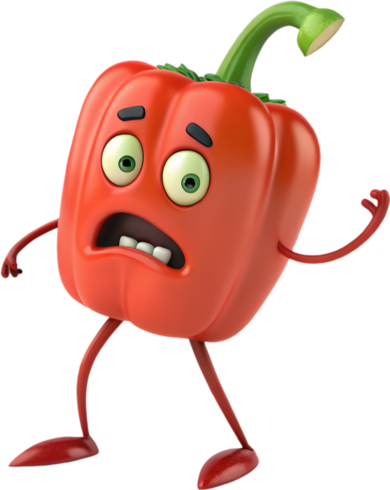 Animated bell pepper monster clipart with silly character for entertaining designs. . png