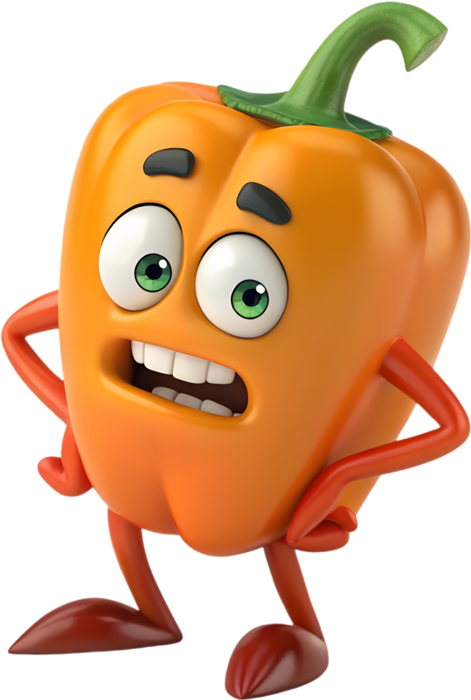 Quirky bell pepper monster clipart featuring a funny character for creative use. . png