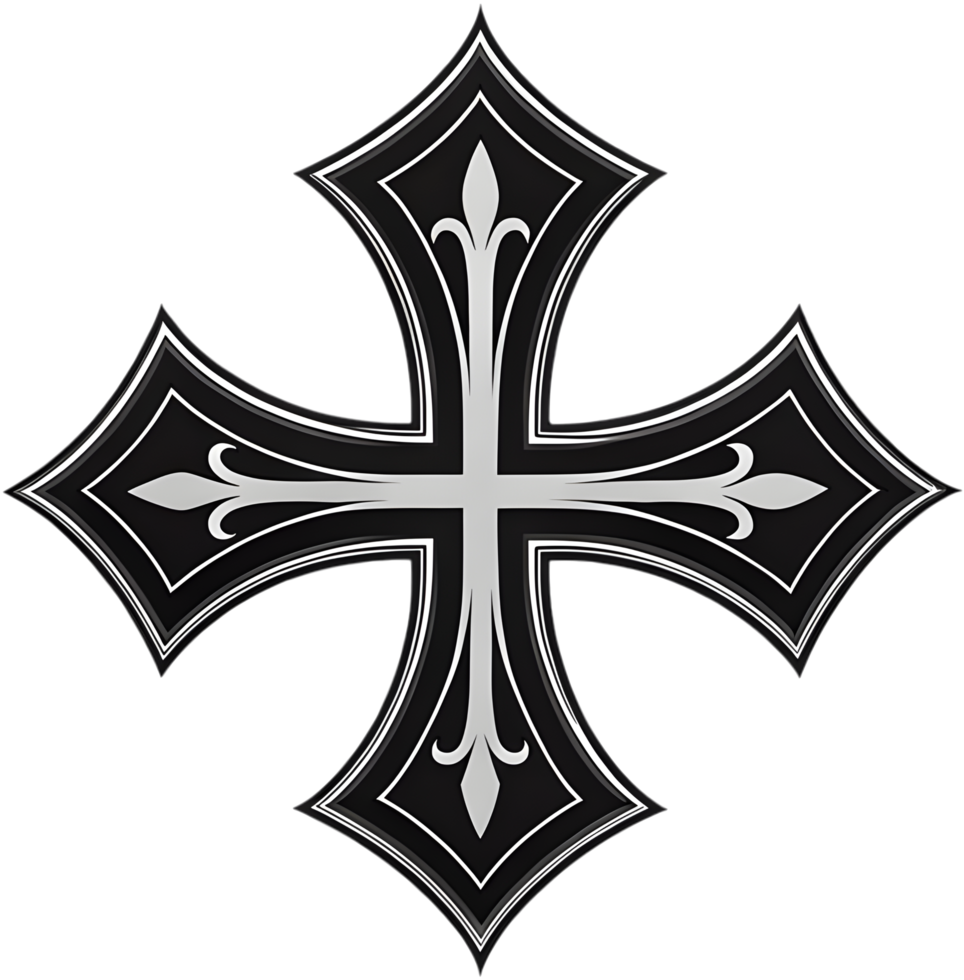 Dark Minimalistic Gothic Cross Clipart for Tattoos . png