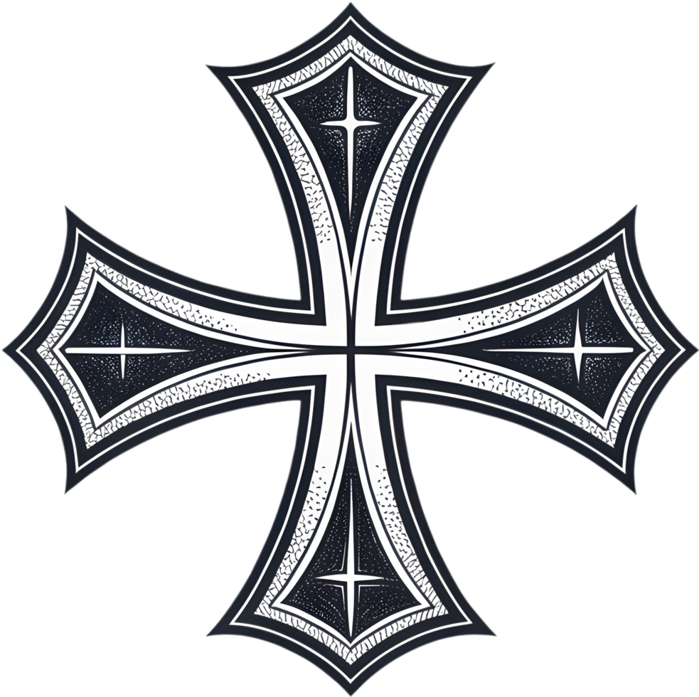 Bold Gothic Cross Clipart with Black and White Design . png