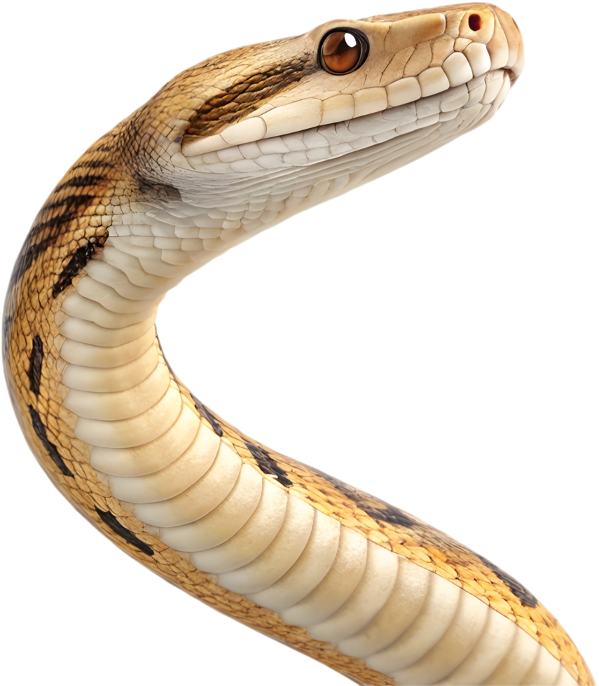 Reticulated python snake with exotic and colorful patterns in detailed clipart. . png