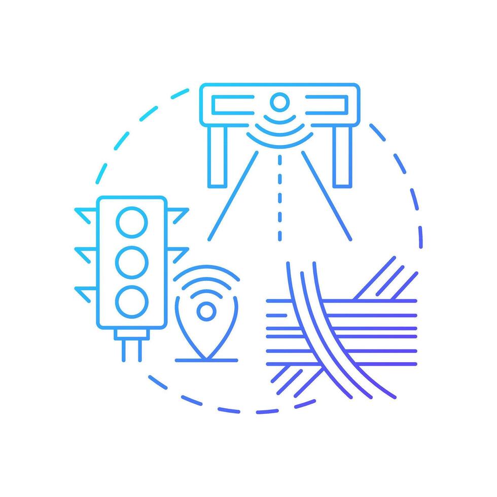 Traffic engineering blue gradient concept icon. Designing and implementing roads. Transport management. Round shape line illustration. Abstract idea. Graphic design. Easy to use in booklet vector
