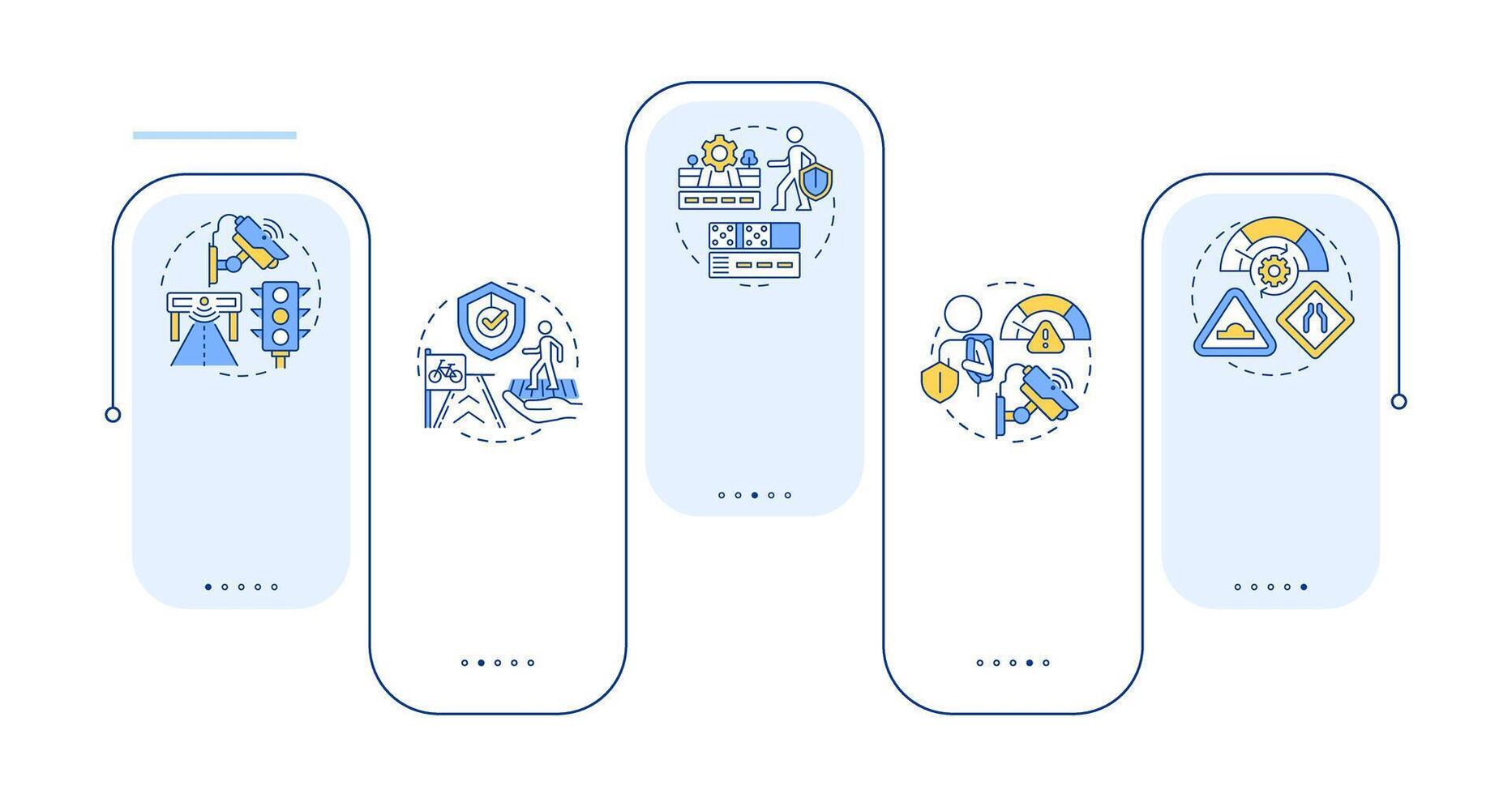Safety and regulation rectangle infographic . Traffic management goals. Road control. Data visualization with 5 steps. Editable rectangular options chart vector