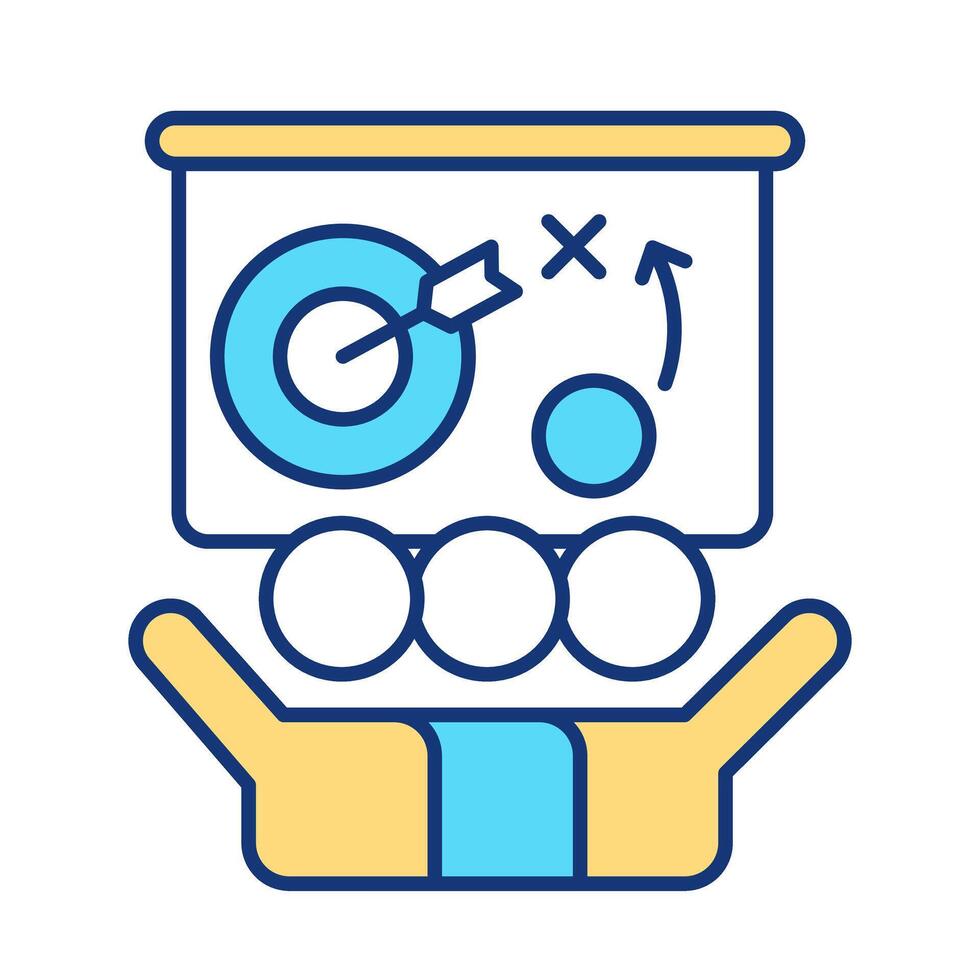 Strategy planning RGB color icon. Team brainstorm, workflow organization. Workers cooperation. Communication, leadership. Isolated illustration. Simple filled line drawing. Editable stroke vector