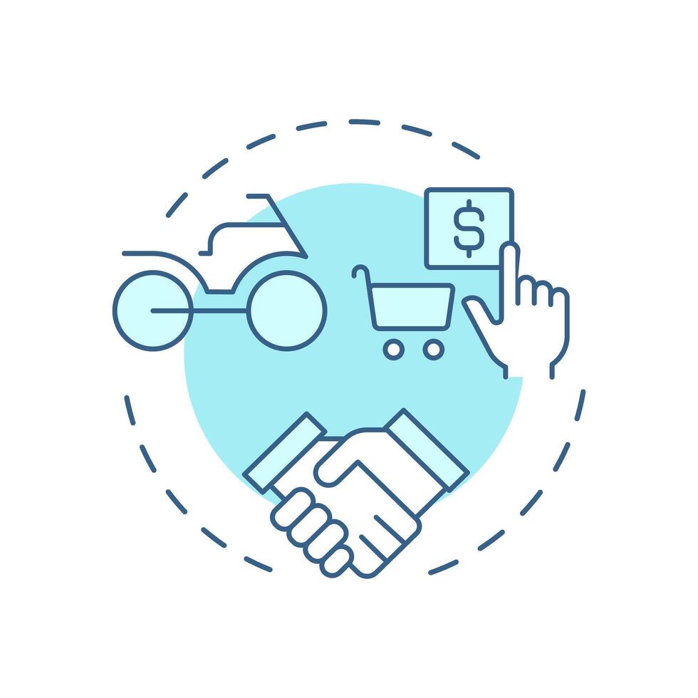 Motorcycle dealer soft blue concept icon. Sales, purchasing. Agreement, commerce. Round shape line illustration. Abstract idea. Graphic design. Easy to use in infographic, presentation vector