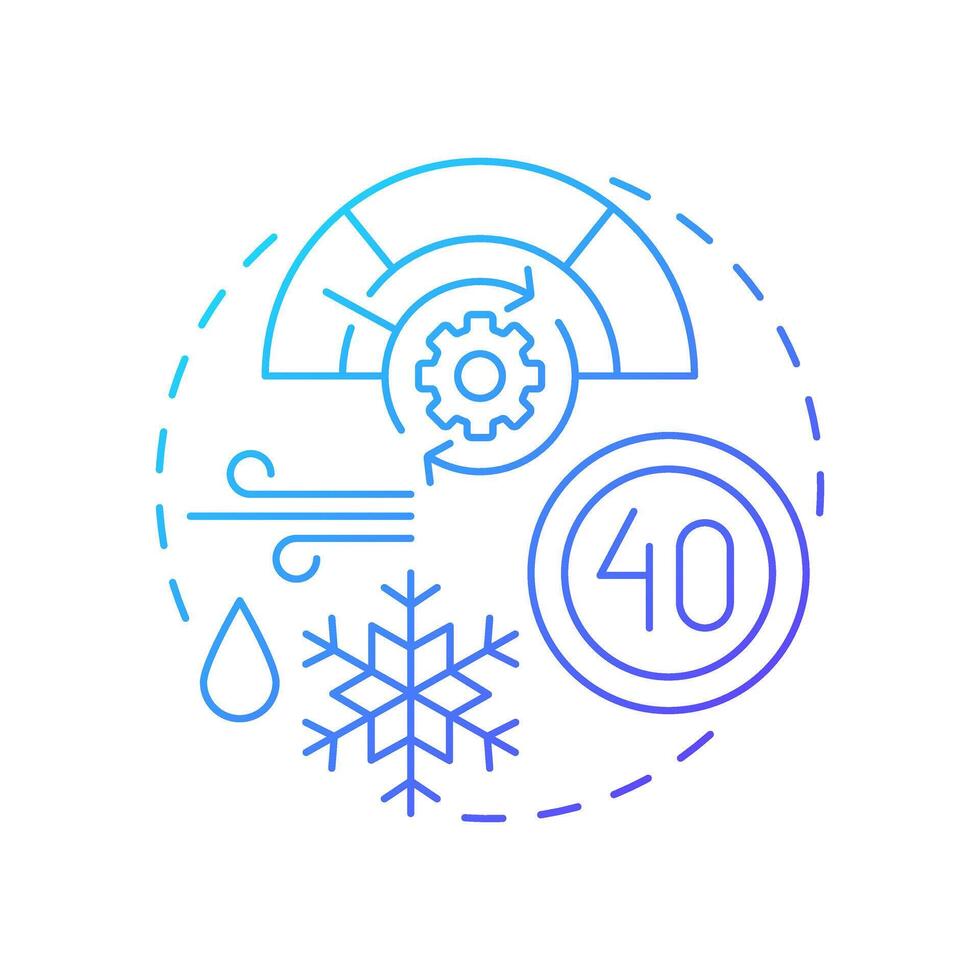 Dynamic speed limit blue gradient concept icon. Displays based on real-time conditions. Traffic management. Round shape line illustration. Abstract idea. Graphic design. Easy to use in brochure vector
