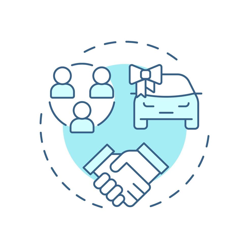 Car dealership crm soft blue concept icon. Customer relationship management. Vehicle sale. Round shape line illustration. Abstract idea. Graphic design. Easy to use in infographic, presentation vector