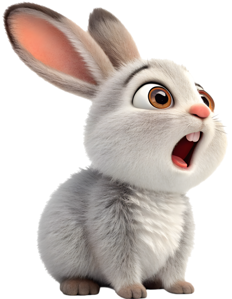 Fluffy rabbit illustration for playful digital art. . png