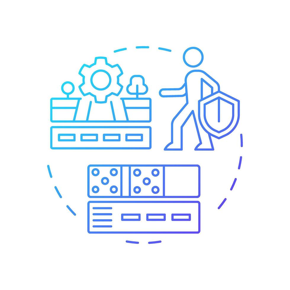 Signing and pavement marking blue gradient concept icon. Necessary information to drive. Traffic safety. Round shape line illustration. Abstract idea. Graphic design. Easy to use in brochure vector