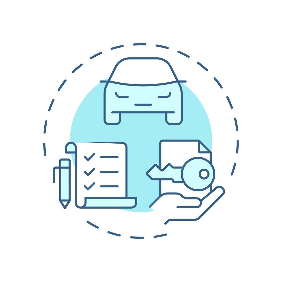Vehicle title management soft blue concept icon. Documentation organization, compliance. Round shape line illustration. Abstract idea. Graphic design. Easy to use in infographic, presentation vector