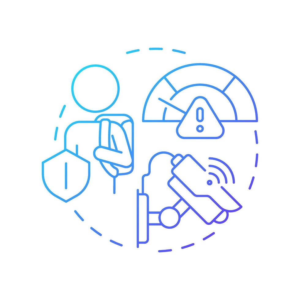 School zone safety blue gradient concept icon. Protect children and pedestrians. Traffic management system. Round shape line illustration. Abstract idea. Graphic design. Easy to use in booklet vector