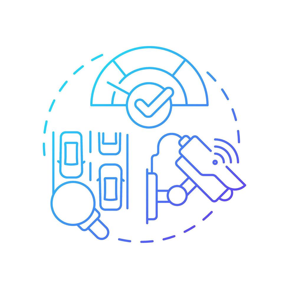 Traffic enforcement blue gradient concept icon. Law regulation of vehicle control and safety. Transport management. Round shape line illustration. Abstract idea. Graphic design. Easy to use in booklet vector