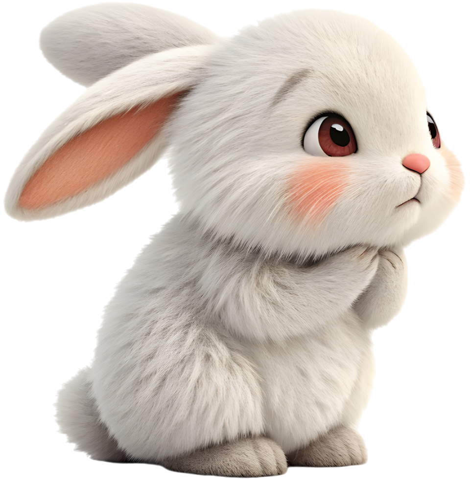 Cartoon bunny clipart with fluffy ears and happy expressions. . png