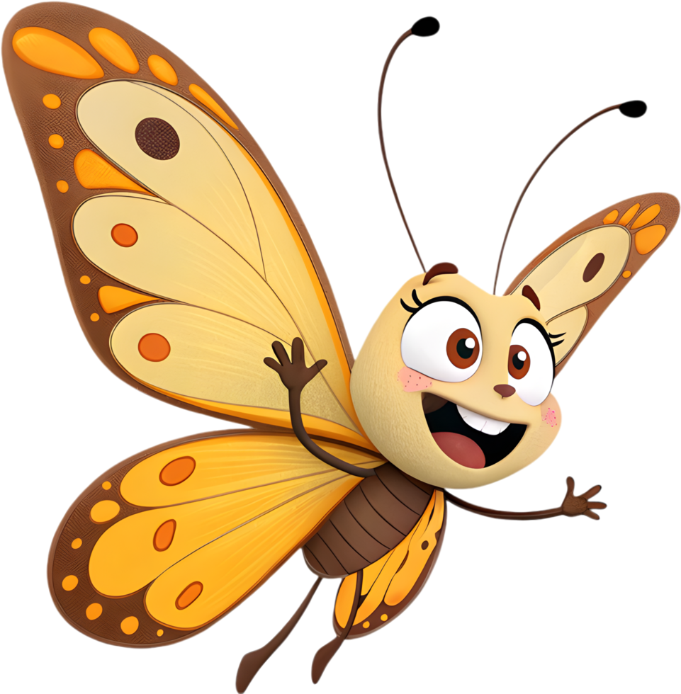 Vibrant Butterfly Cartoon Clipart with Stunning Details. . png