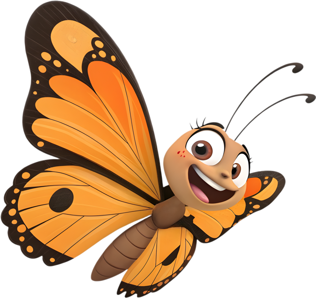 Colorful Butterfly Cartoon Clipart Design for Spring. . png