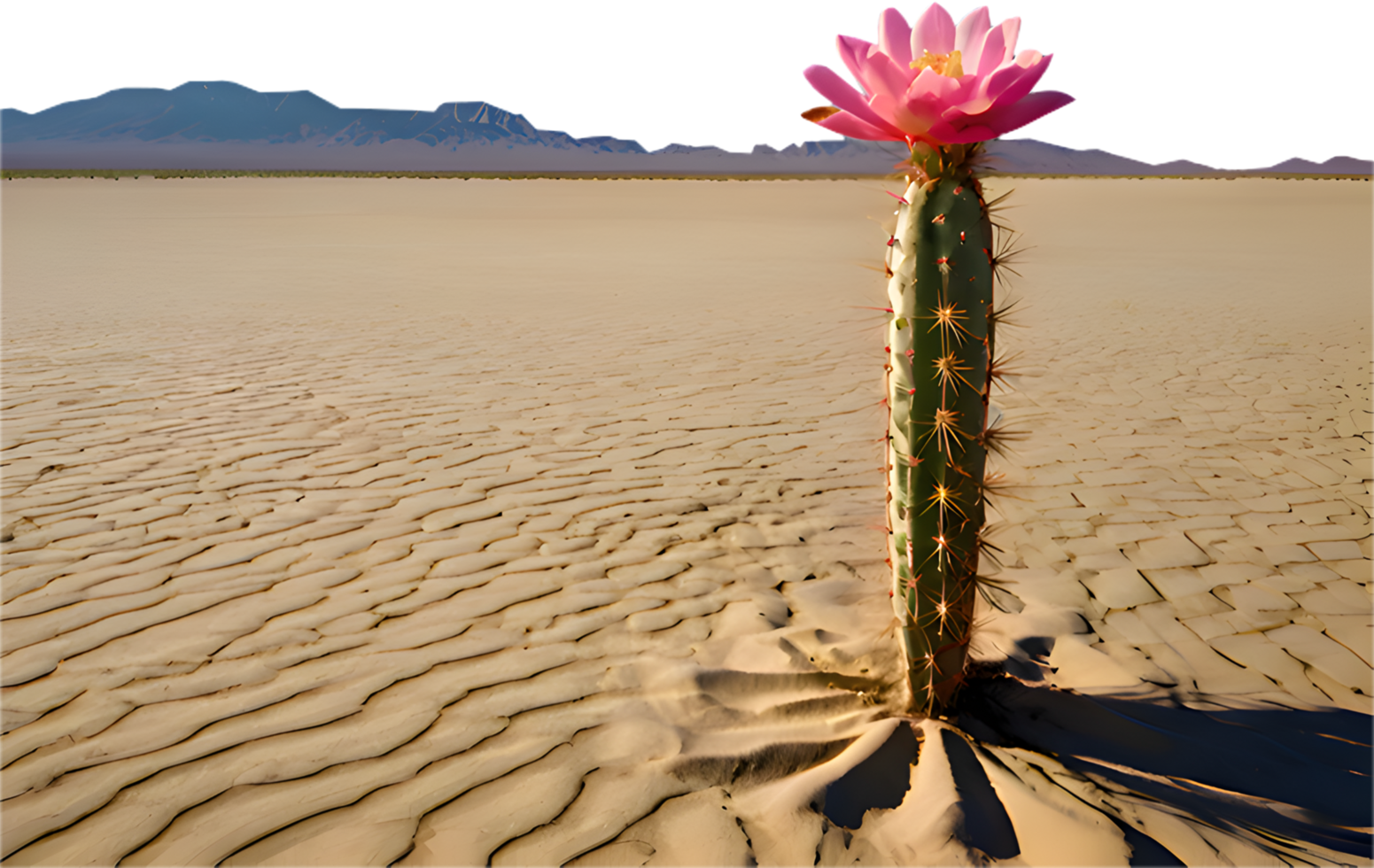 Cactus tree standing tall in a calm and isolated desert. . png