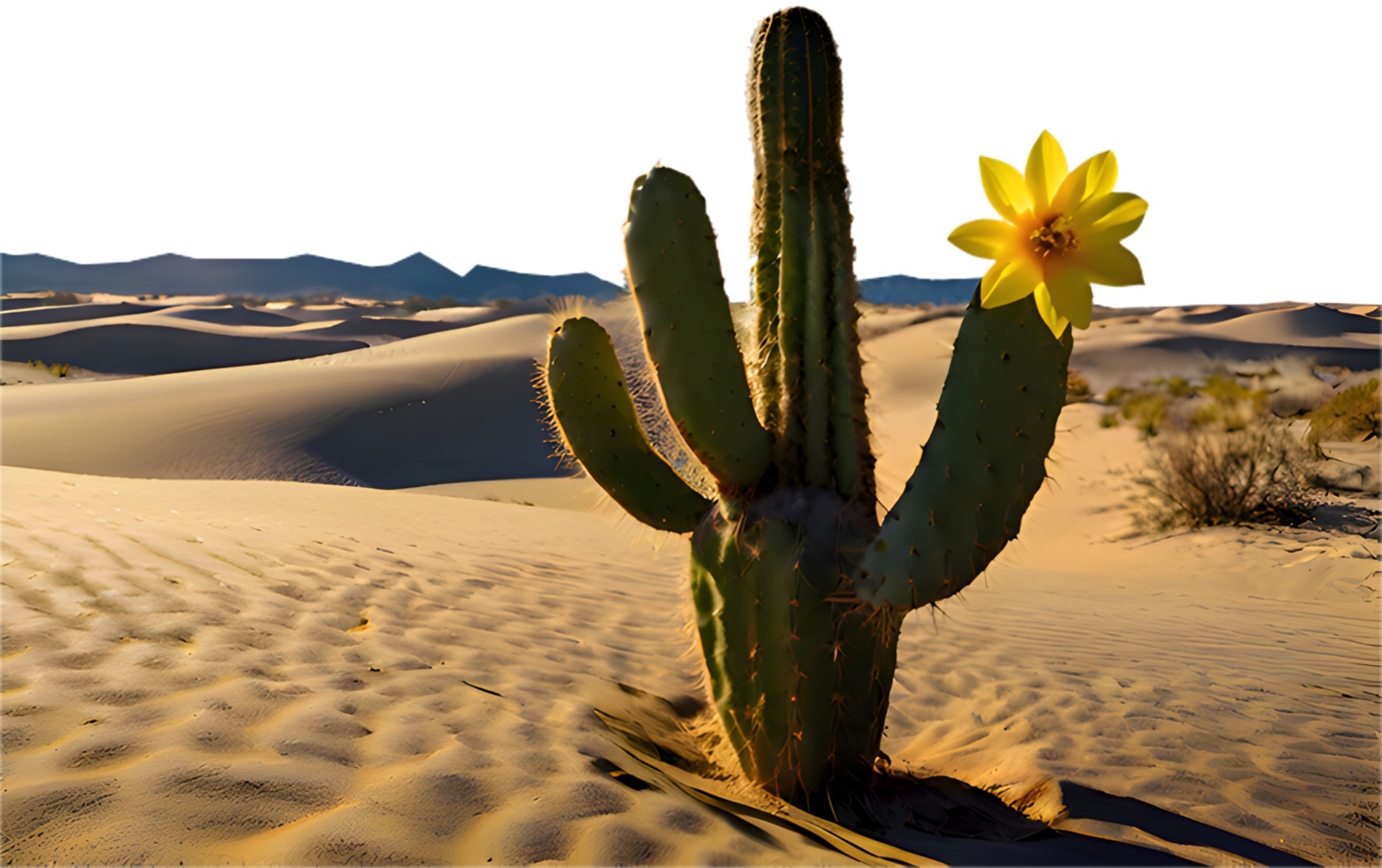 Simple cactus tree in the dry desert with a peaceful vibe. . png