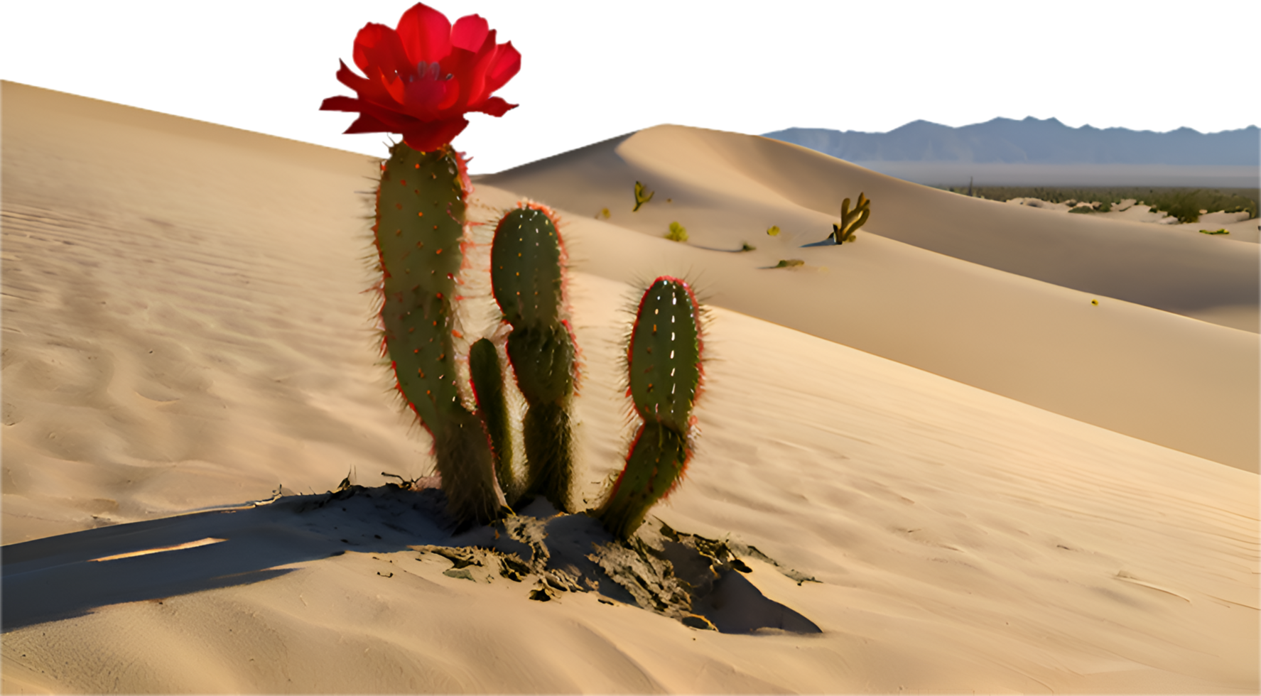 Iconic cactus tree thriving alone in the serene desert environment. . png
