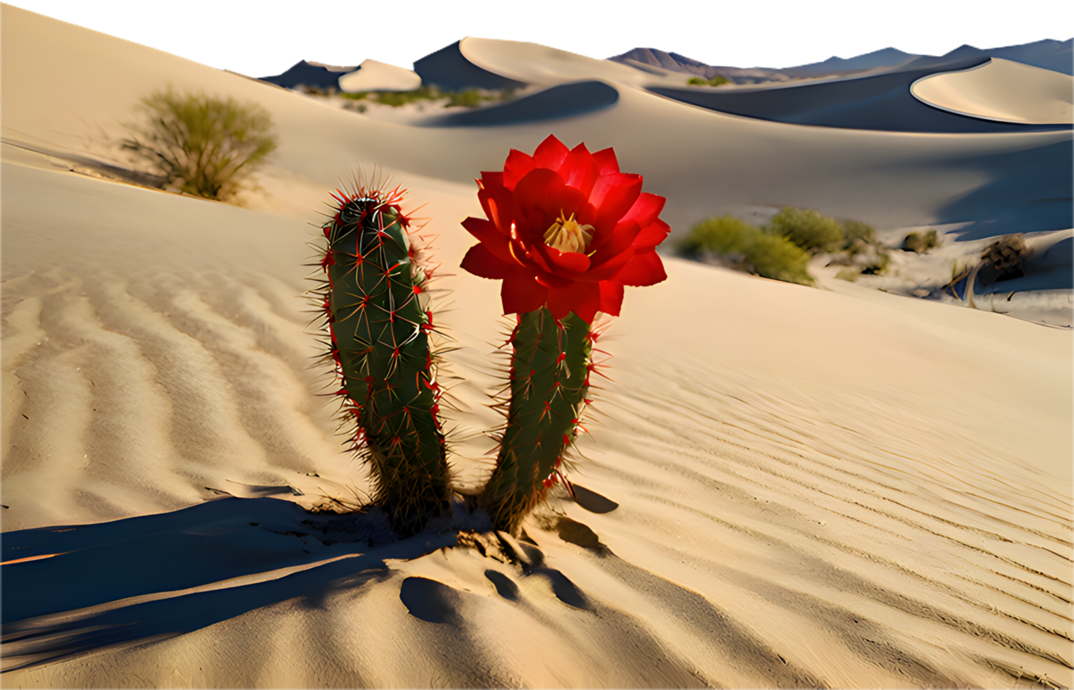 Cactus tree reaching toward the sky in a quiet desert. . png
