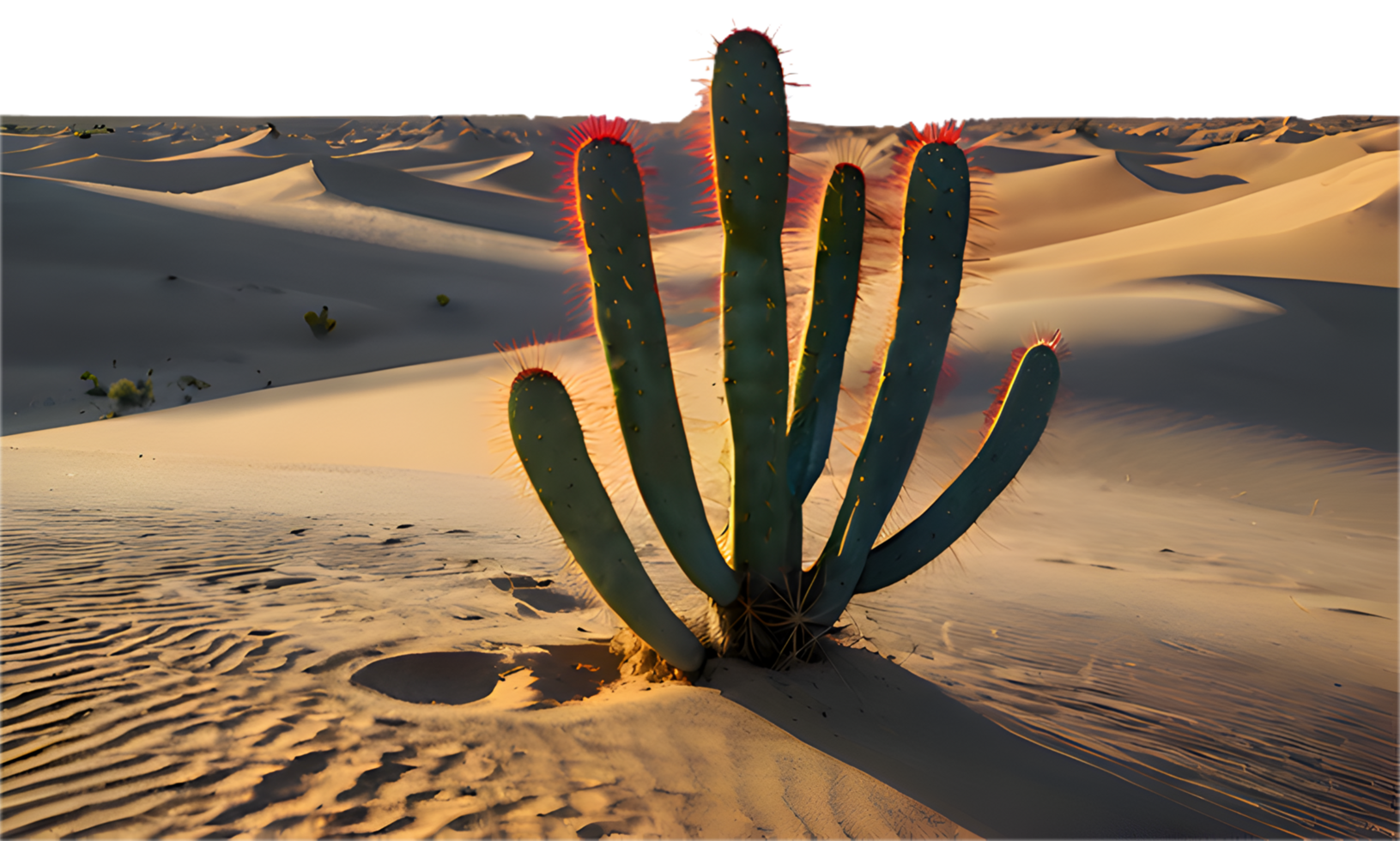 Majestic cactus tree set against the vast desert backdrop. . png