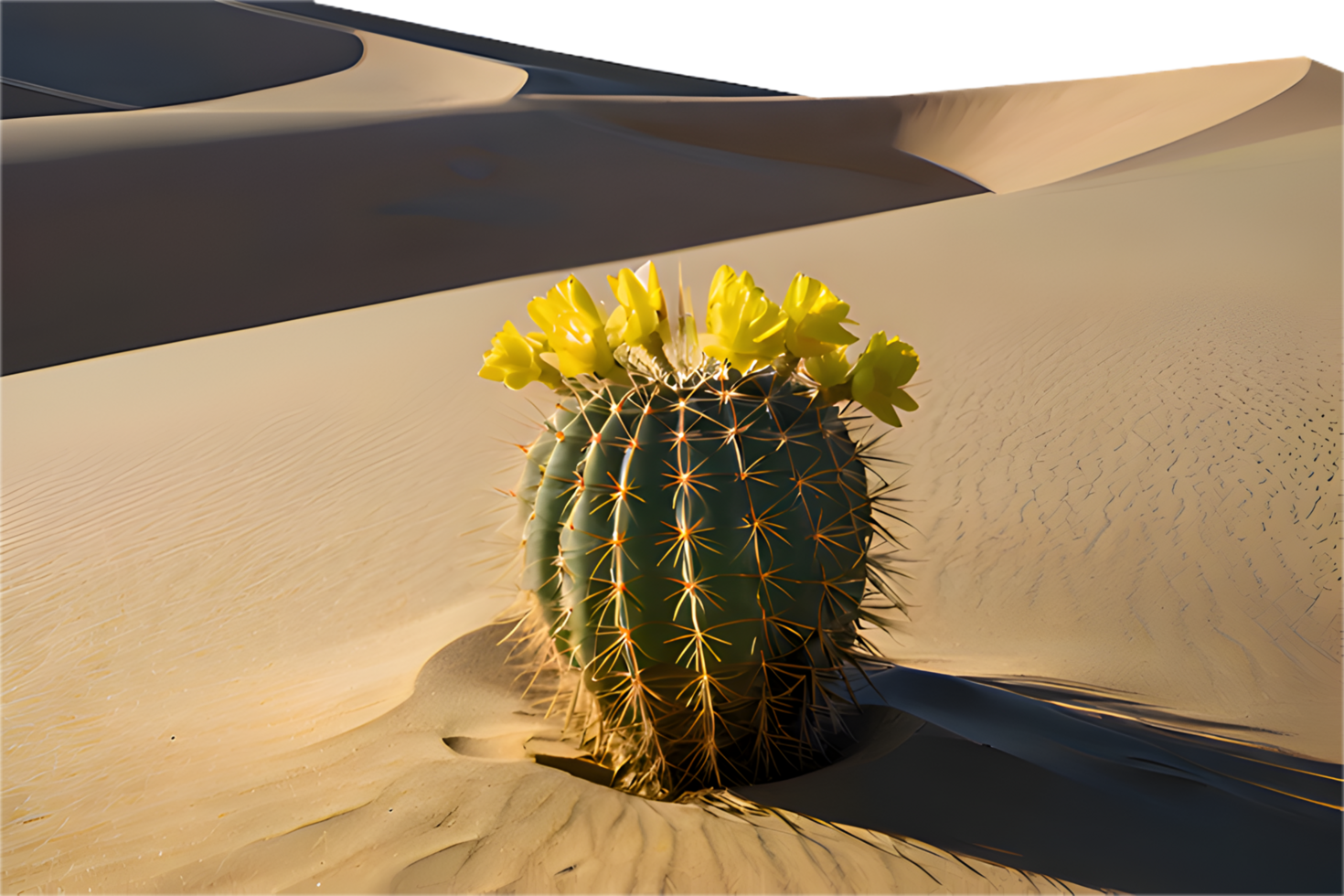Peaceful cactus tree standing proudly in an isolated desert. . png