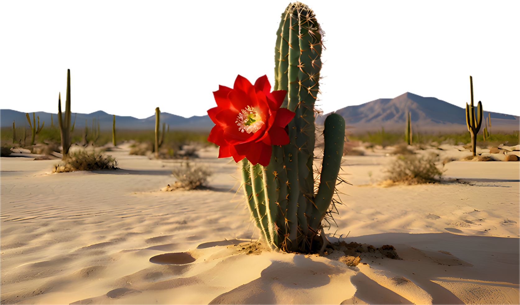 Calm cactus tree in a dry desert landscape under the sun. . png